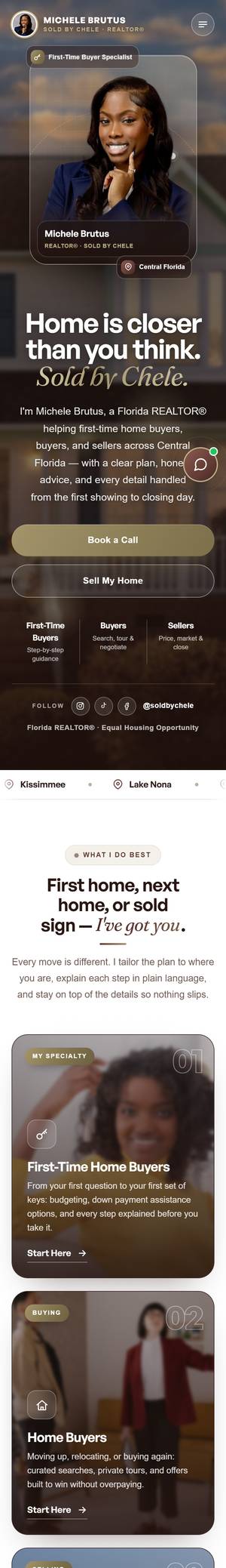 Michele Brutus website on a phone